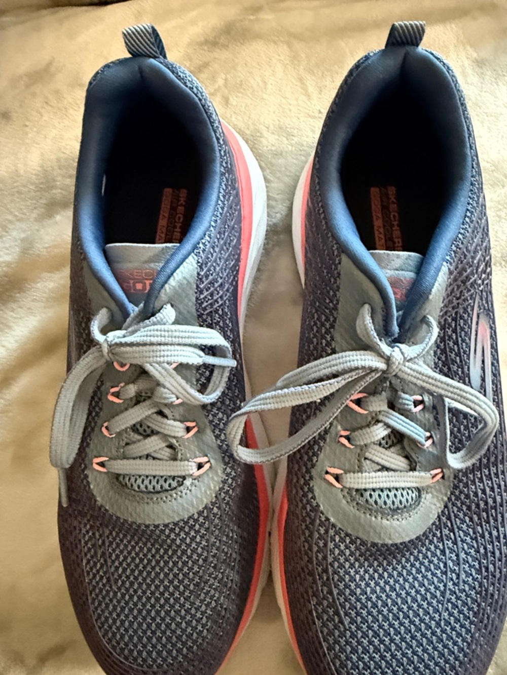 Skechers Navy and Pink Knit Lace-Up Athletic Shoes